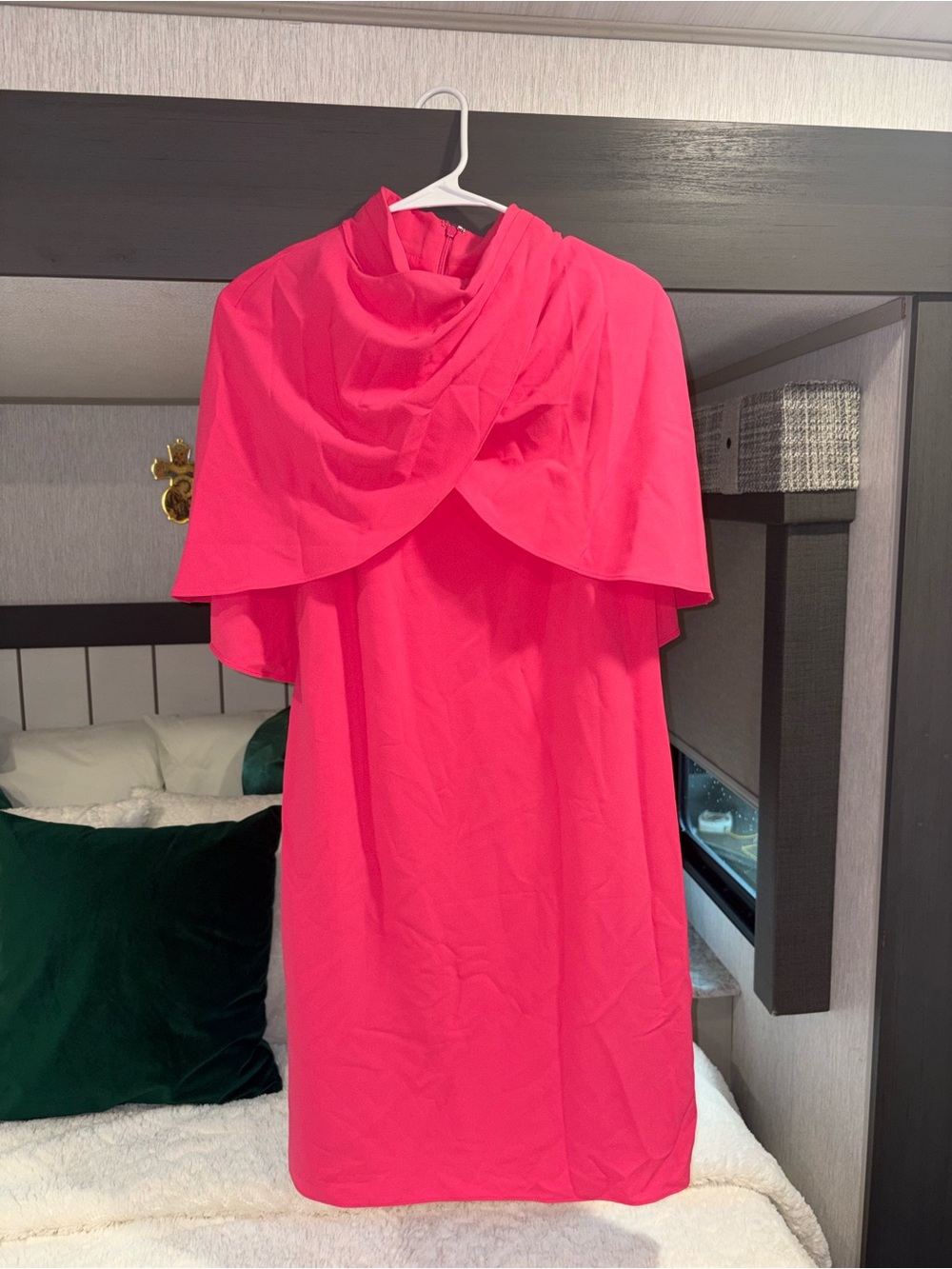 Tahari Hot Pink Cape-Back Midi Dress